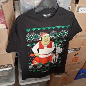 NEW ! Dreamworks Shrek Christmas T Shirt MultiColor Size M